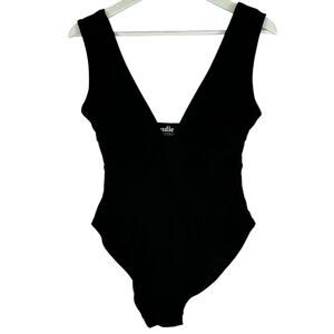 ANDIE Black One Piece Swimsuit Women's Size ST Small Tall V-Neck